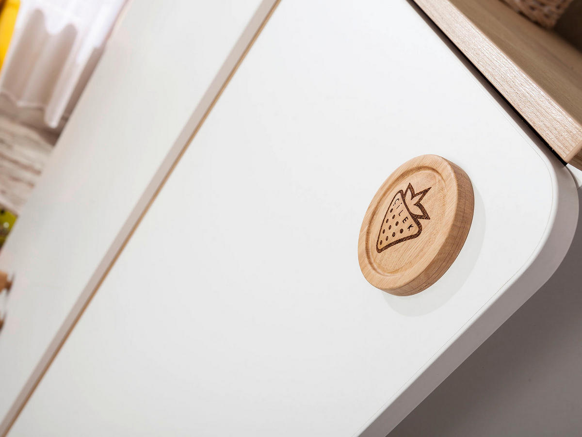 DULAP CU UșI ROTATIVE, 136/195/56 cm, alb, culoare lemn stejar - alb/culoare lemn stejar, Modern, material pe bază de lemn (136/195/56cm) - Cilek