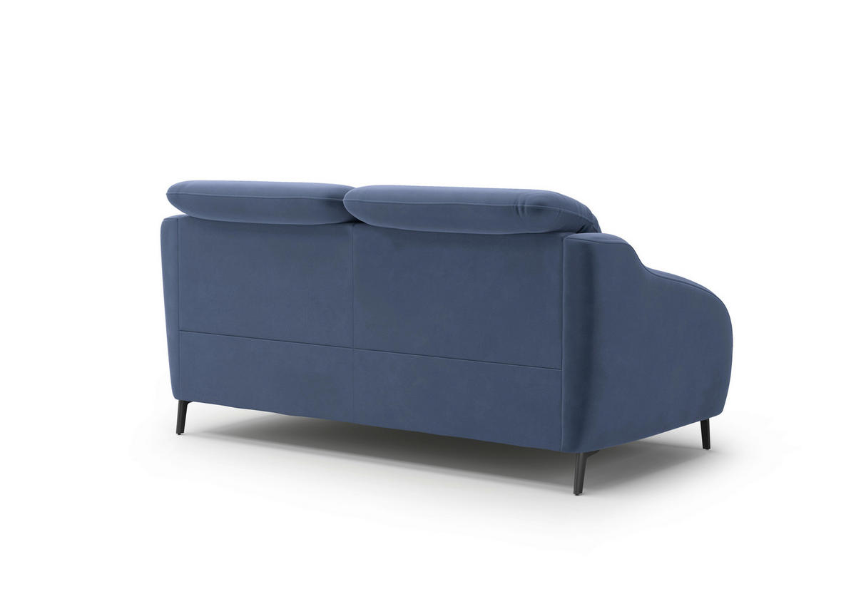 2,5-SITZER in Samt Blau  - Blau/Schwarz, MODERN, Textil/Metall (172/93/104cm) - Sit & More