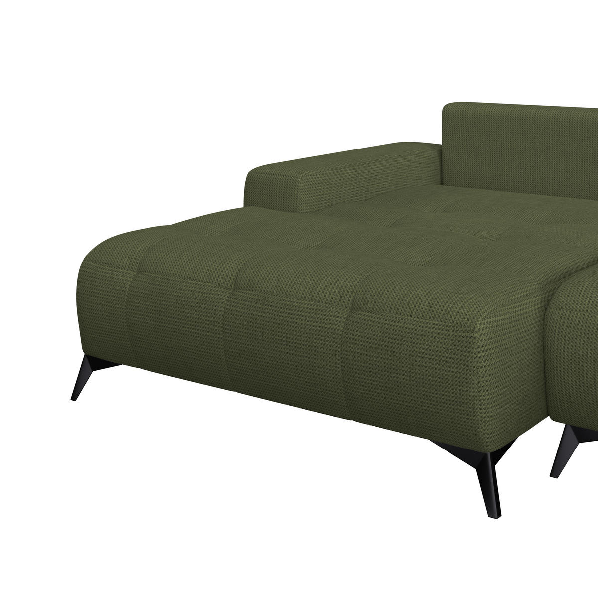 ECKSOFA MAURO Waldgrün Flachgewebe  - Waldgrün/Schwarz, Trend, Textil/Metall (175/290cm) - MID.YOU