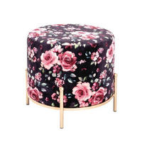 HOCKER in Metall, Textil, Holzwerkstoff Multicolor, Goldfarben  - Goldfarben/Multicolor, Basics, Holzwerkstoff/Textil (40/40/40cm)