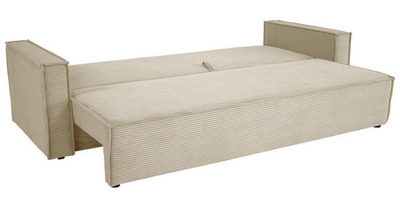SCHLAFSOFA  mit Rücken echt, Armteil links, Armteil rechts Cord Creme  - Creme/Schwarz, Design, Textil (232/85/92cm) - Xora