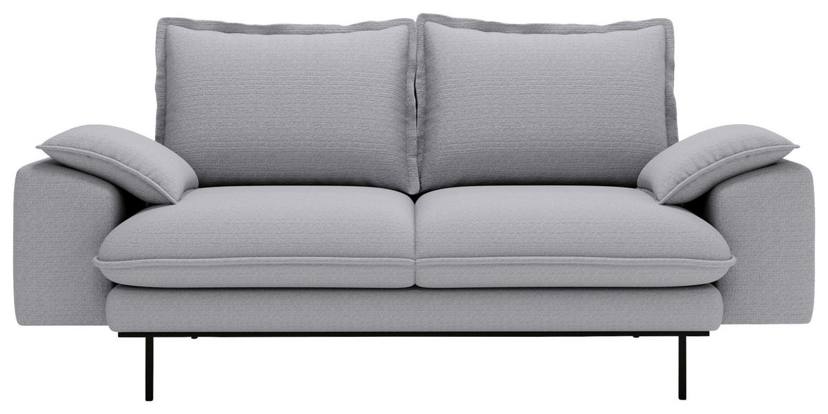 2-SITZER-SOFA Struktur Hellgrau  - Hellgrau/Schwarz, Design, Textil/Metall (195/92/97cm) - Livetastic
