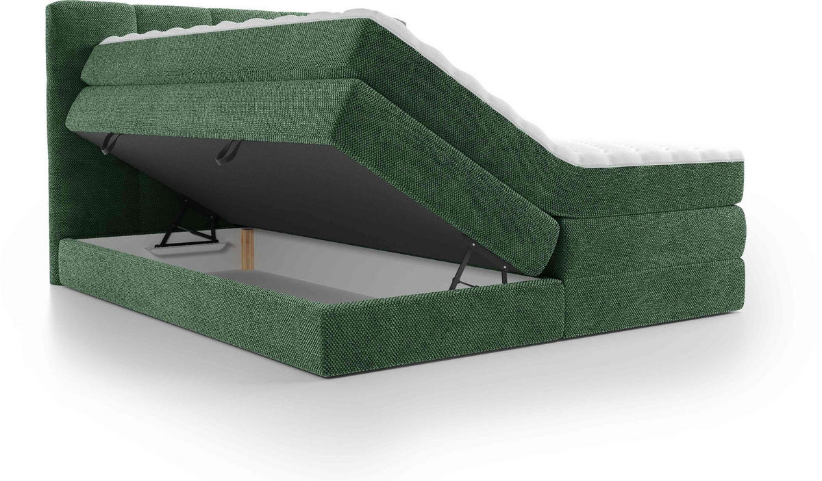 BOXSPRINGBETT 160/200 cm  in Grün  - Schwarz/Grün, Design, Kunststoff/Textil (160/200cm) - Esposa