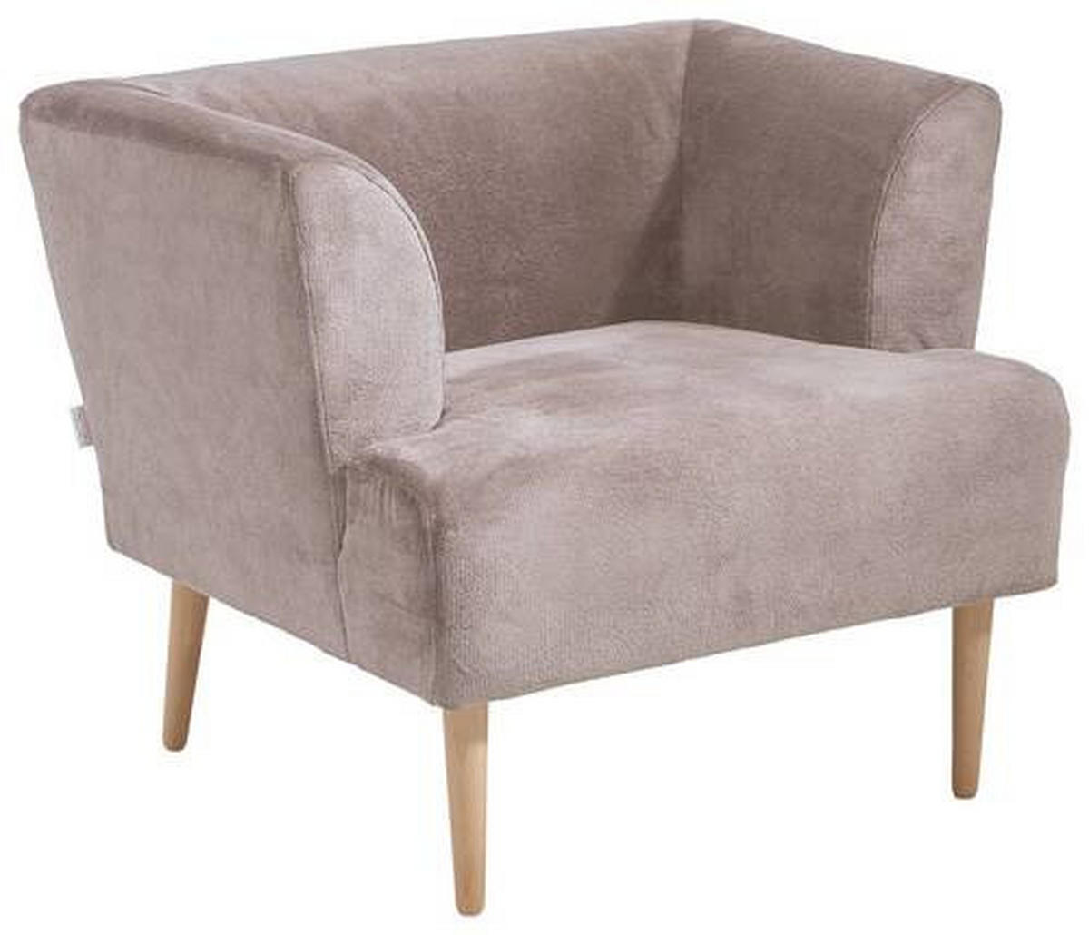 SESSEL in Plüsch Beige  - Beige/Buchefarben, Design, Holz/Textil (85/71/80cm) - MID.YOU