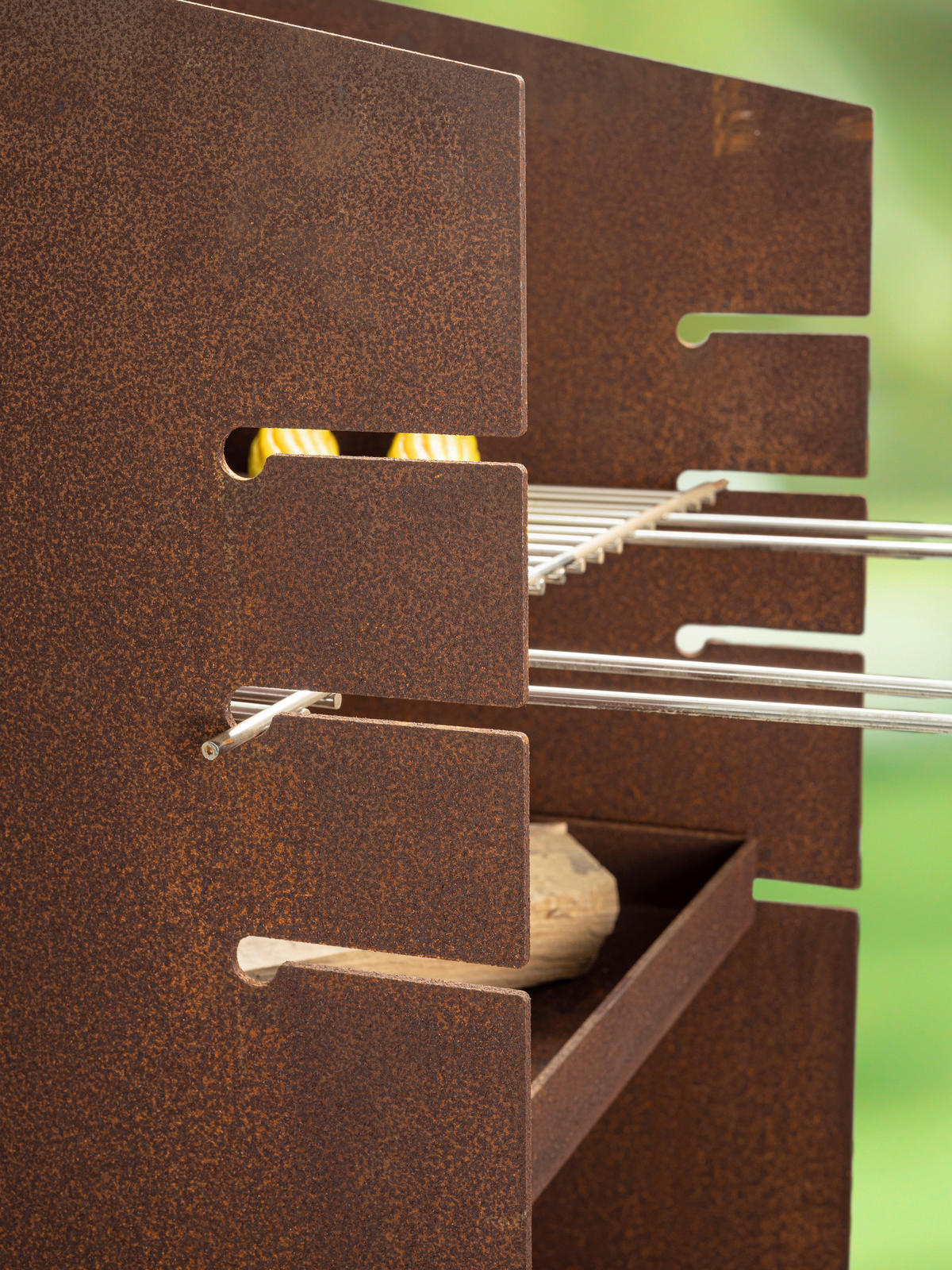 HOLZKOHLEGRILL - Rostfarben, Design, Metall (51/45/125cm) - Nouvel