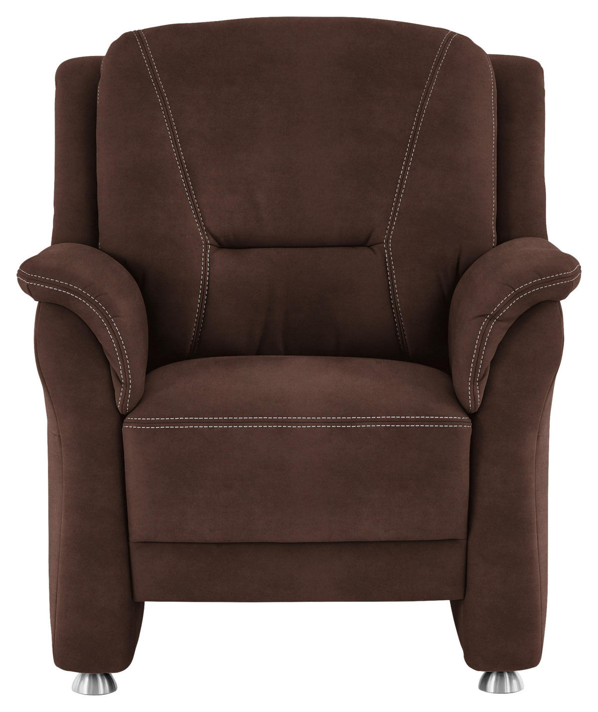 SESSEL in Mikrofaser Braun  - Beige/Alufarben, Konventionell, Textil/Metall (90/100/92cm) - Beldomo Comfort
