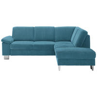 ECKSOFA in Cord Petrol  - Edelstahlfarben/Petrol, Konventionell, Textil/Metall (248/200cm) - Beldomo System