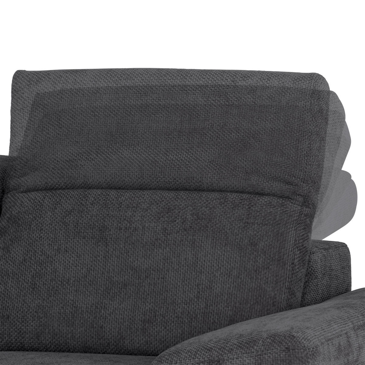 ECKSOFA ROYCE Graphitfarben Struktur  - Schwarz/Graphitfarben, MODERN, Textil/Metall (194/283cm) - MID.YOU