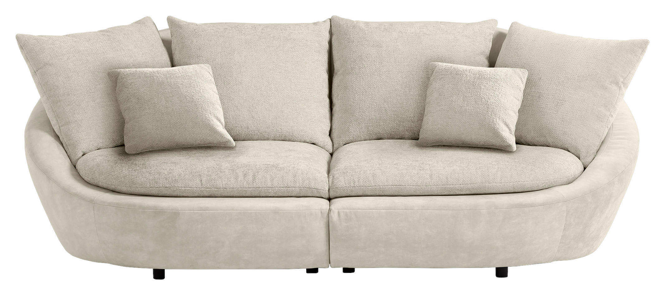 BIGSOFA MAUI Chenille Weiß, Beige  - Beige/Hellgrau, MODERN, Kunststoff/Textil (280/87/131cm) - Trendmanufaktur