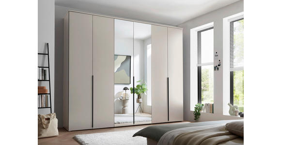 DREHTÜRENSCHRANK  in Kaschmir  - Kaschmir/Schwarz, MODERN, Glas/Holzwerkstoff (270/225/52cm) - Carryhome