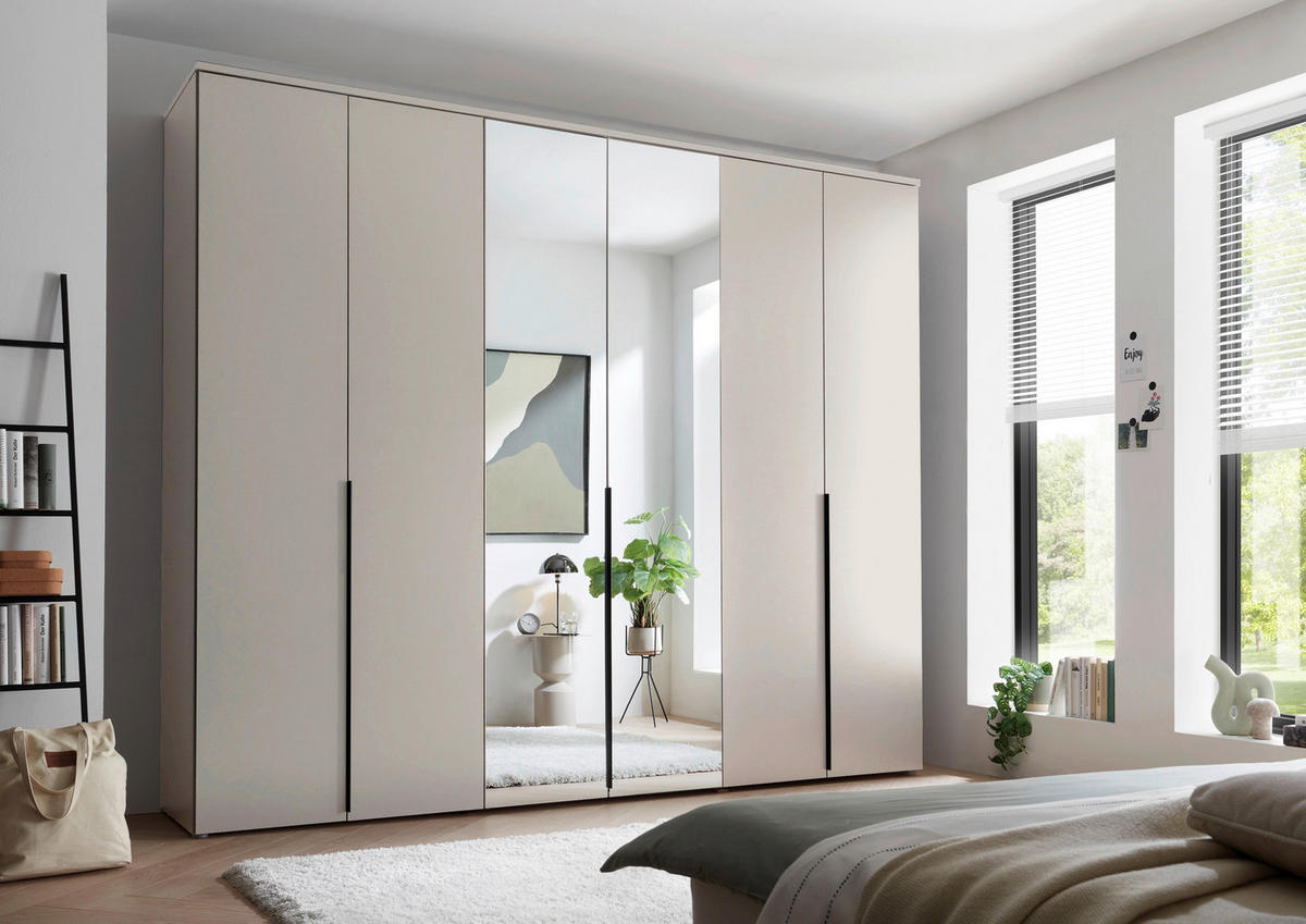 ORMAR S KLASIČNIM VRATIMA kašmir   - kašmir/crna, Moderno, staklo/drvni materijal (270/225/52cm) - Carryhome