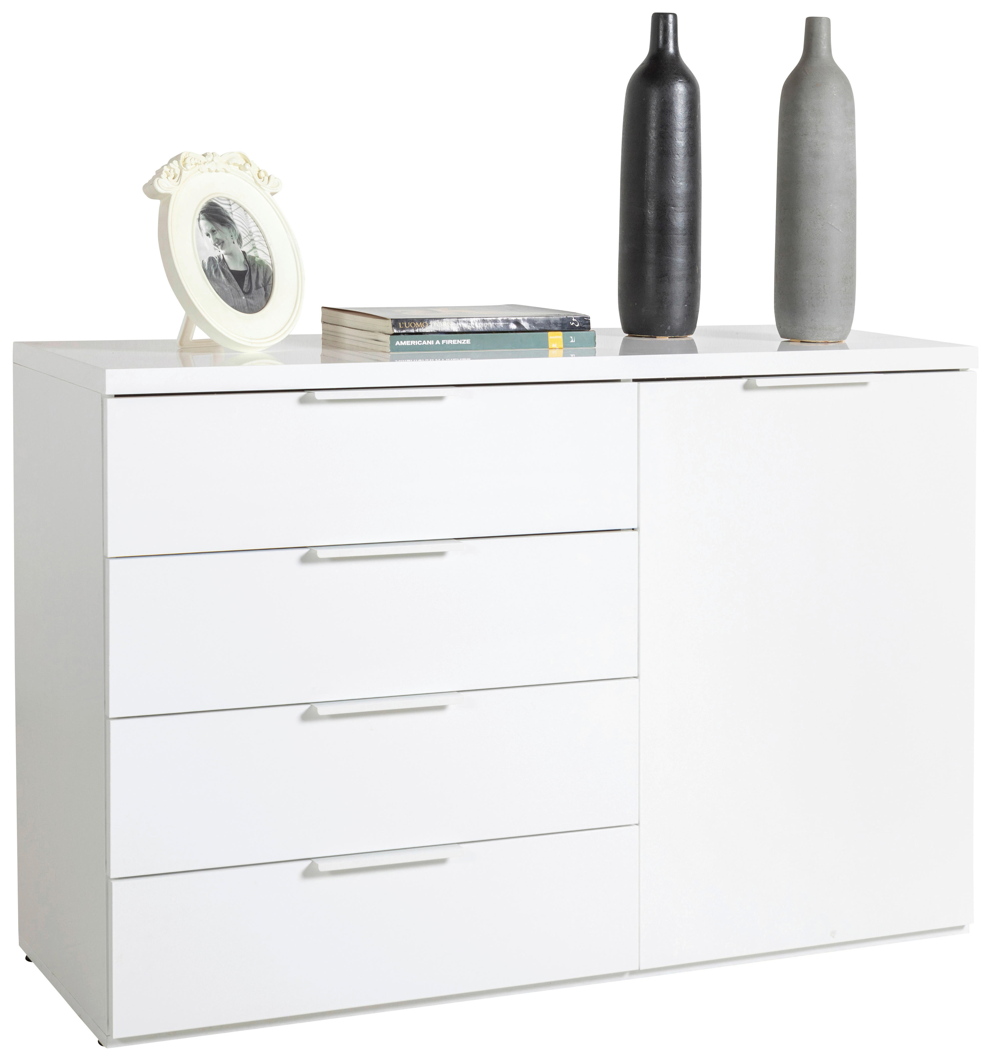 KOMODA   120/82/44,4 cm   bijela  - bijela/bijela visoki sjaj, Moderno, drvni materijal (120/82/44,4cm) - Modern Living