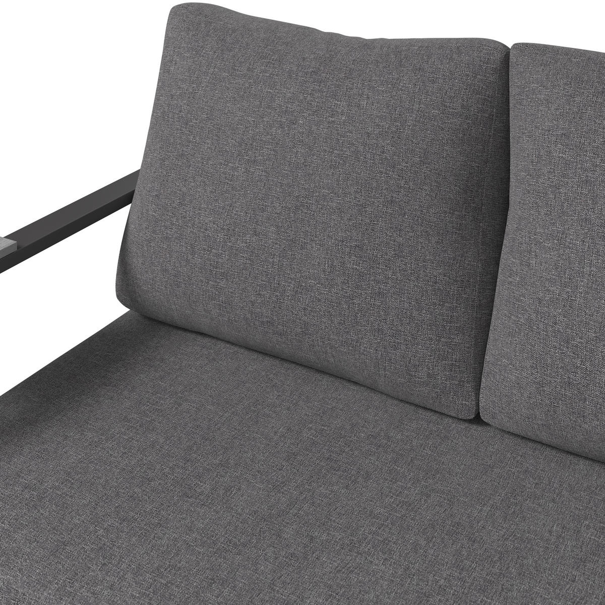 LOUNGEGARNITUR Stahl  - Dunkelgrau/Anthrazit, MODERN, Kunststoff/Textil (155/65/74cm) - Ambia Garden