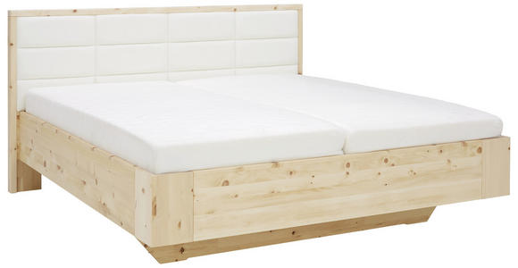 BETT in Weiß, Zirbelkieferfarben - Zirbelkieferfarben/Weiß, Natur, Leder/Holz (180/200cm) - Valnatura