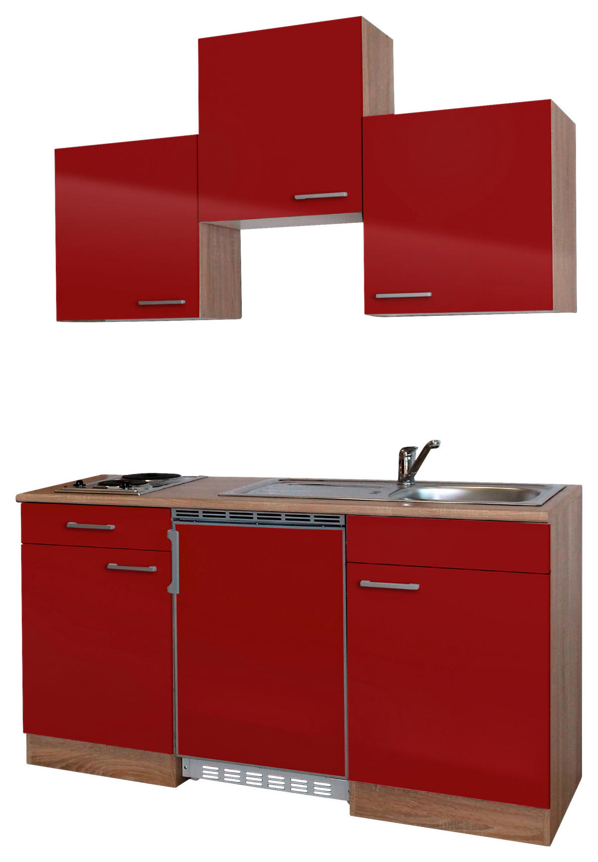 MINIKÜCHE 150 cm   in Rot  - Rot, Basics, Holzwerkstoff (150cm) - Respekta