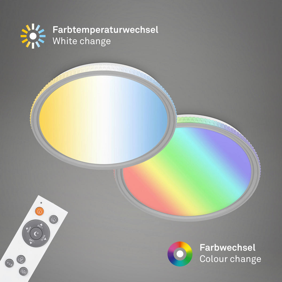 LED SVJETILJKA STROPNA  - svijetlo siva, Basics, plastika (50/8,2cm)