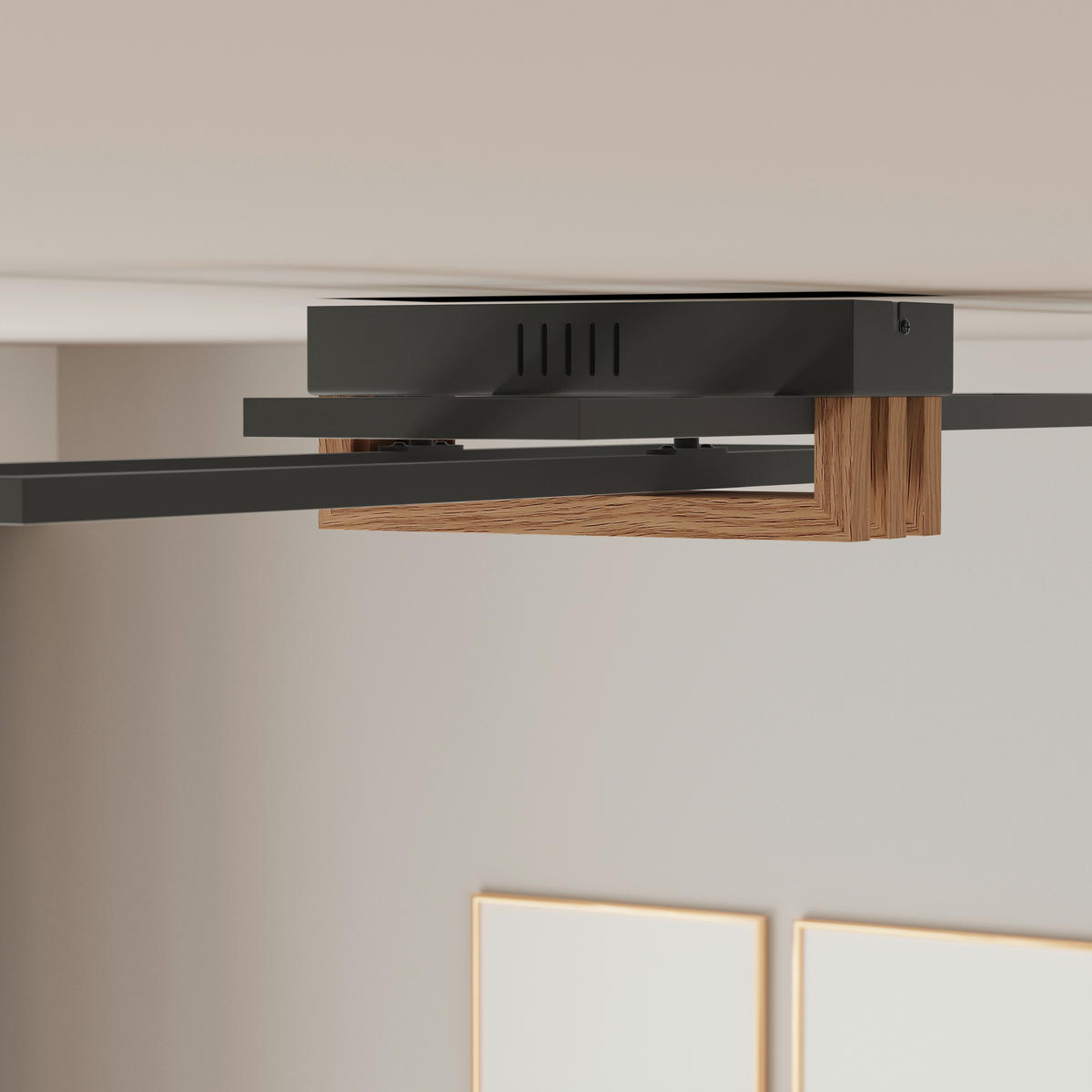 LED-DECKENLEUCHTE DAKARI I 80/23/8,6 cm  - Dunkelbraun/Opal, Design, Kunststoff/Metall (80/23/8,6cm)