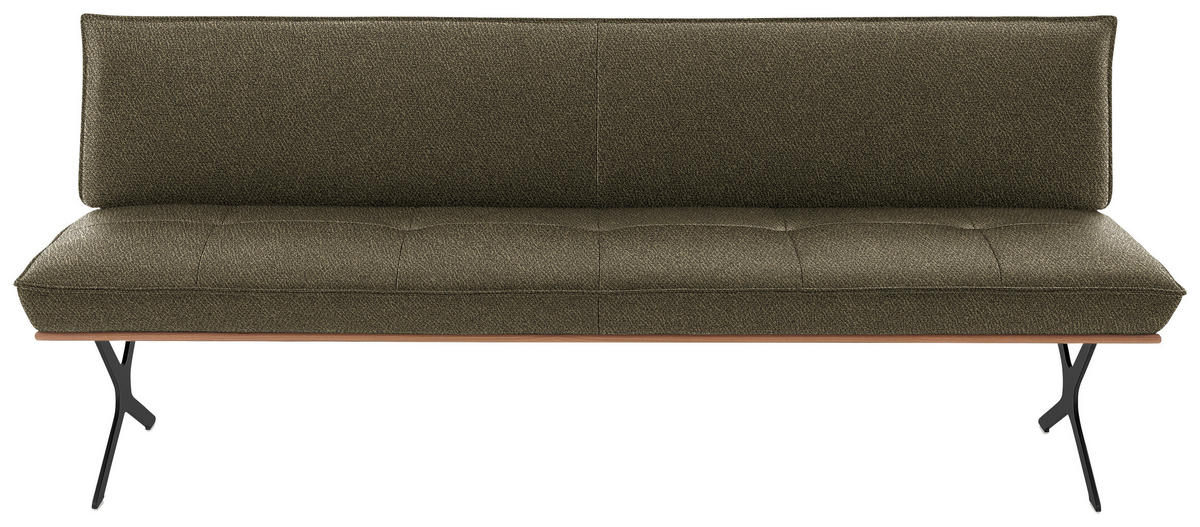 SITZBANK in Holz, Textil Schwarz, Nussbaumfarben, Olivgrün  - Nussbaumfarben/Schwarz, Design, Holz/Textil (214/88/66cm) - Koinor