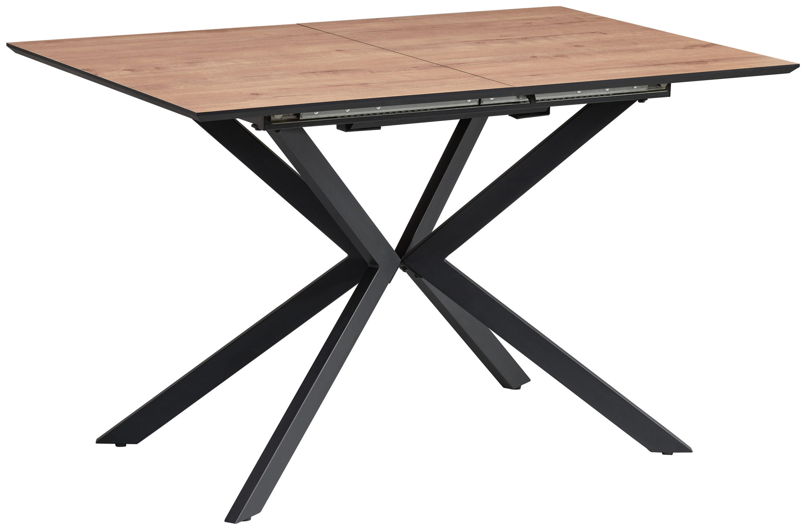 ESSTISCH in Metall, Holzwerkstoff  - Eichefarben/Schwarz, KONVENTIONELL, Holzwerkstoff/Metall (120-160/76/80cm) - MID.YOU