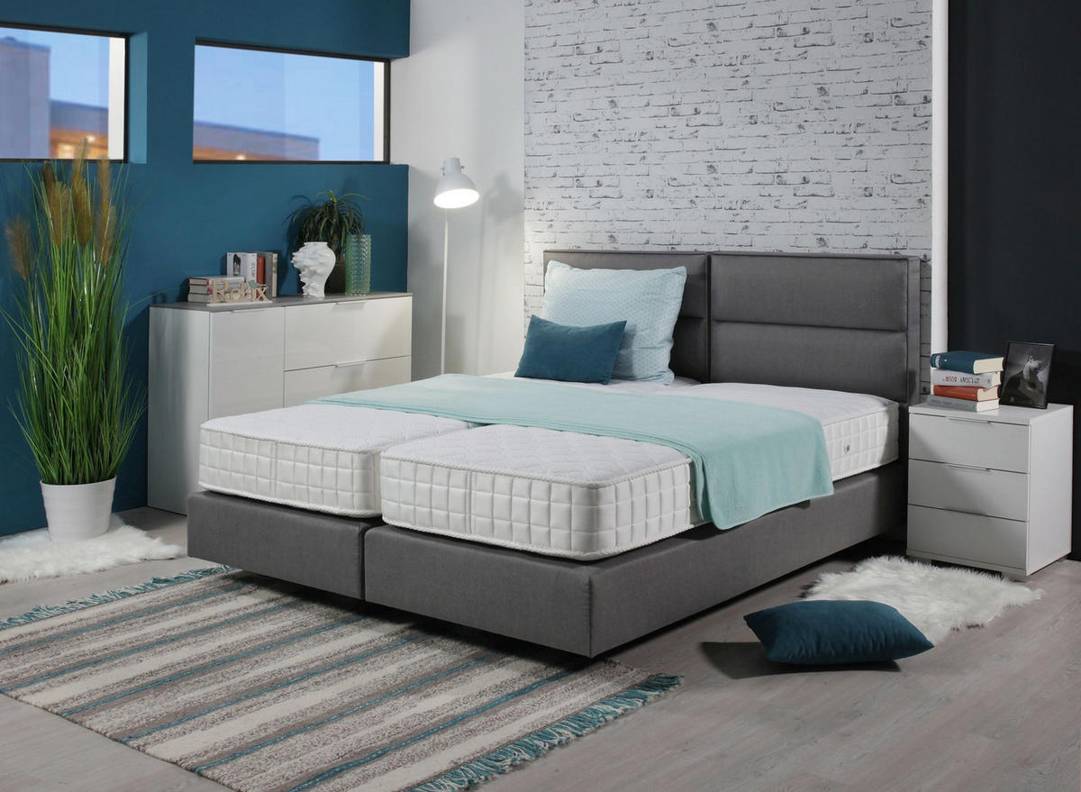 BOXSPRING KREVET 80/200 cm     siva  - siva/crna, Moderno, tekstil/drvo (80/200cm) - Hom`in