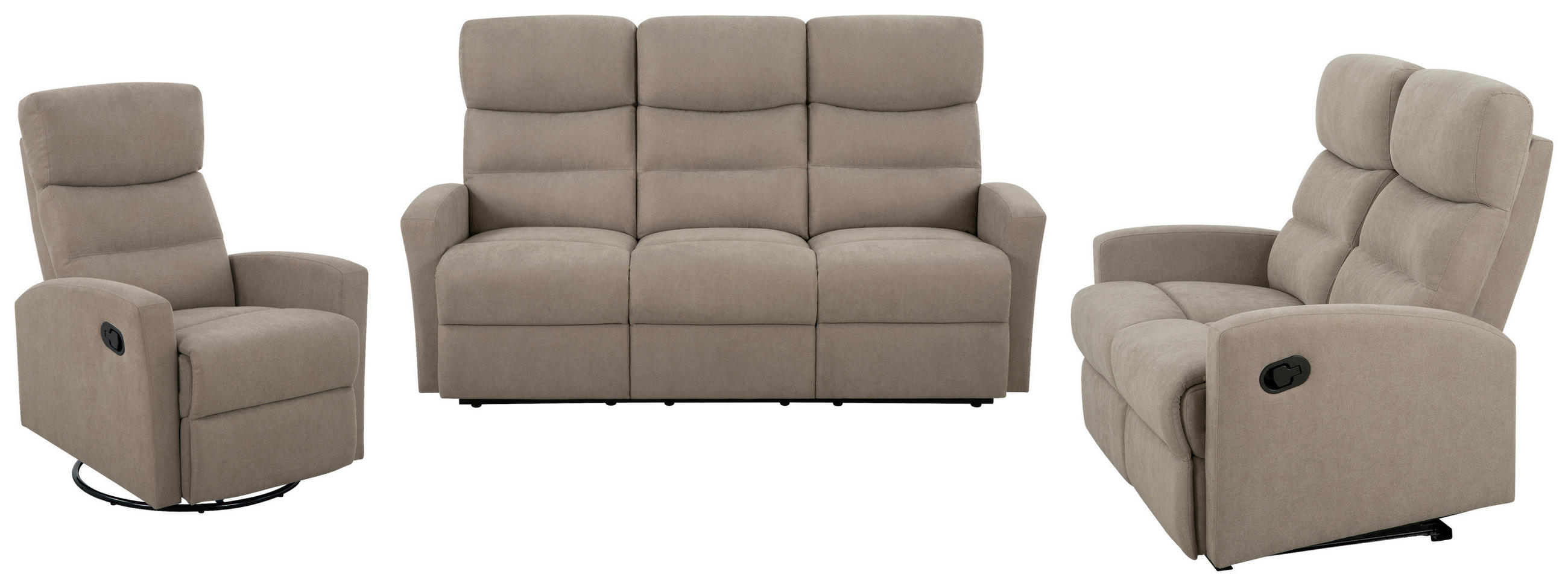 SITZGARNITUR Leinenoptik Taupe  - Taupe/Schwarz, KONVENTIONELL, Textil/Metall - P & B