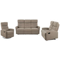 SITZGARNITUR Leinenoptik Taupe  - Taupe/Schwarz, KONVENTIONELL, Textil/Metall - P & B