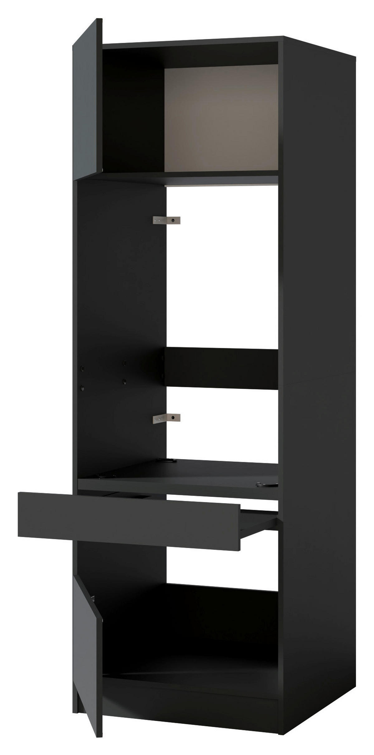 WASCHMASCHINENSCHRANK  68/200/68 cm  - Anthrazit/Schwarz, Design, Holzwerkstoff/Metall (68/200/68cm) - Milino
