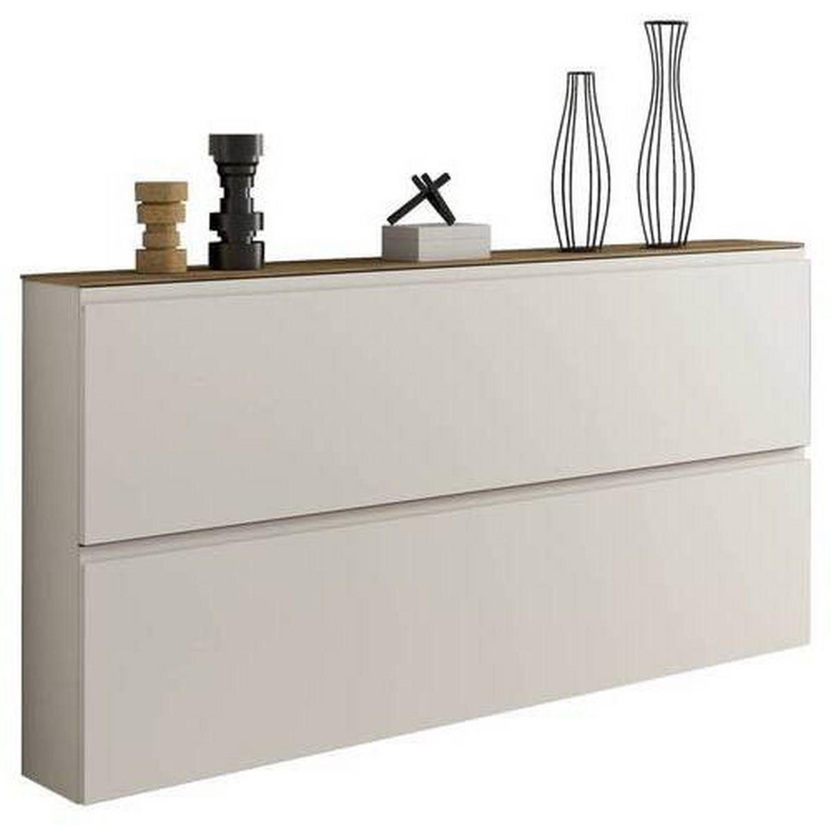 SCHUHKIPPER - Sandfarben/Weiss, Design, Holzwerkstoff (160/81/22cm) - Moderano
