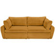 SCHLAFSOFA Cord, Plüsch Orange  inkl. Rückenkissen, Bettkasten, Schlaffunktion, Rücken echt, Liegefläche im Originalstoff  - Schwarz/Orange, MODERN, Kunststoff/Textil (240/90/120cm) - Carryhome