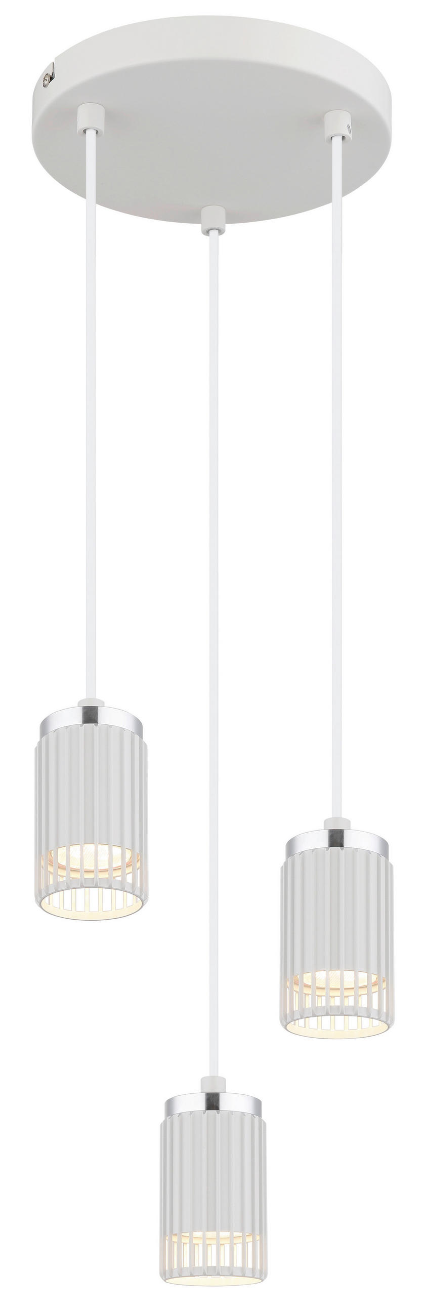 HÄNGELEUCHTE KORBEN 21/115,5 cm   - Chromfarben/Weiß, Design, Kunststoff/Metall (21/115,5cm) - Globo
