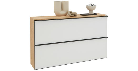 HÄNGESCHUHSCHRANK Balkeneiche furniert Anthrazit, Weiß, Eichefarben  - Eichefarben/Anthrazit, Design, Glas/Holz (140/83/31cm) - Dieter Knoll