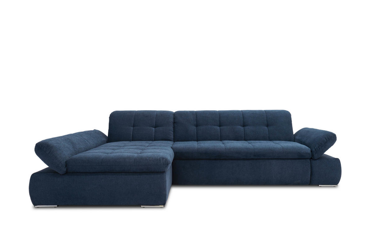ECKSOFA Dunkelblau Mikrofaser  - Chromfarben/Dunkelblau, KONVENTIONELL, Textil/Metall (172/300cm) - MID.YOU