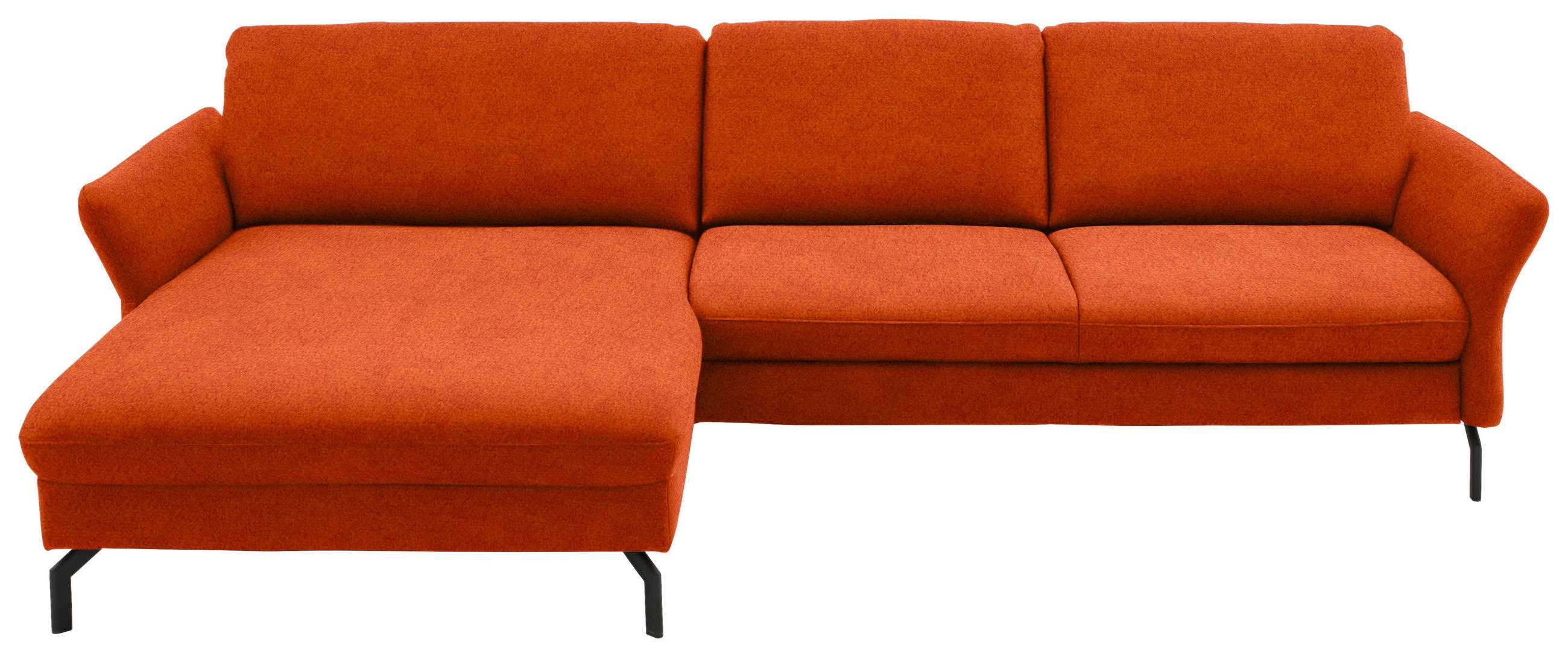 ECKSOFA Velours Orange  - Schwarz/Orange, Design, Textil/Metall (179/306cm) - Beldomo System