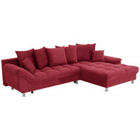 ECKSOFA ERICE in Flachgewebe, Mikrofaser Rot  312/198 cm  - Chromfarben/Rot, Design, Kunststoff/Textil (312/198cm) - Livetastic