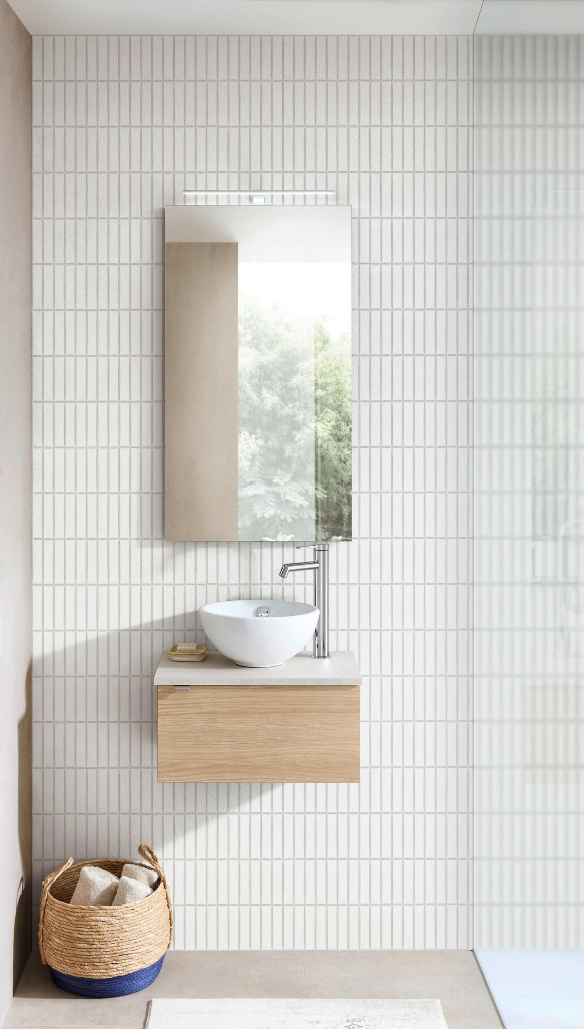 GÄSTEBAD 50 cm  - Sandfarben/Edelstahlfarben, Design, Keramik/Holzwerkstoff (50cm) - Sadena