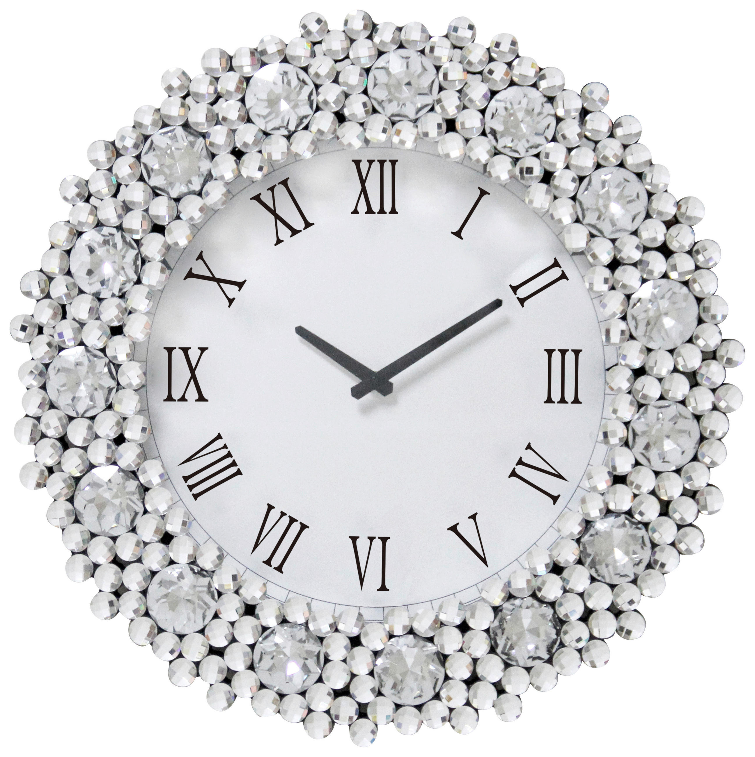 WANDUHR Schwarz, Silberfarben, Weiss  - Weiss/Silberfarben, Basics, Glas/Holzwerkstoff (52cm) - Ambia Home