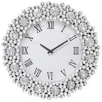 WANDUHR Schwarz, Silberfarben, Weiß  - Silberfarben/Schwarz, Basics, Glas/Holzwerkstoff (52cm) - Ambia Home