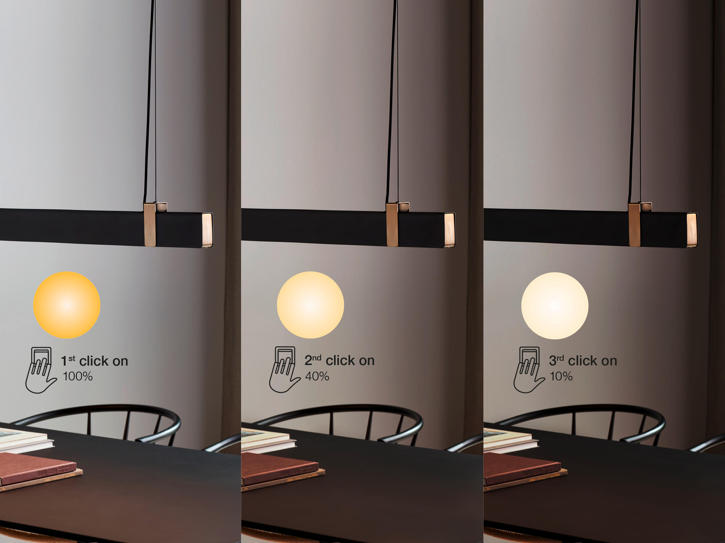 Thumbnail - Nordlux Hängeleuchte Lilt, Schwarz, Metall, 115x4.3 cm, 3 Helligkeitsstufen, 3-fach schaltbar, Lampen & Leuchten, Innenb...