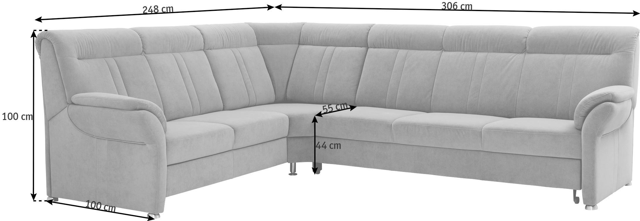 ECKSOFA Beige Velours, beflockt  - Beige/Silberfarben, KONVENTIONELL, Textil/Metall (248/306cm) - Beldomo Comfort