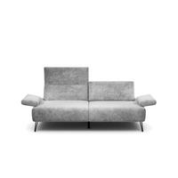 2,5-SITZER Samt Hellgrau  - Hellgrau/Schwarz, Design, Textil/Metall (204-234/85/86-94cm) - SENSOO