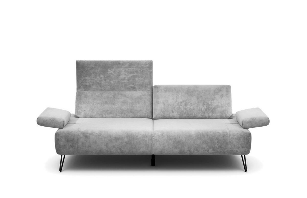 2,5-SITZER Samt Hellgrau  - Hellgrau/Schwarz, Design, Textil/Metall (204-234/85/86-94cm) - SENSOO