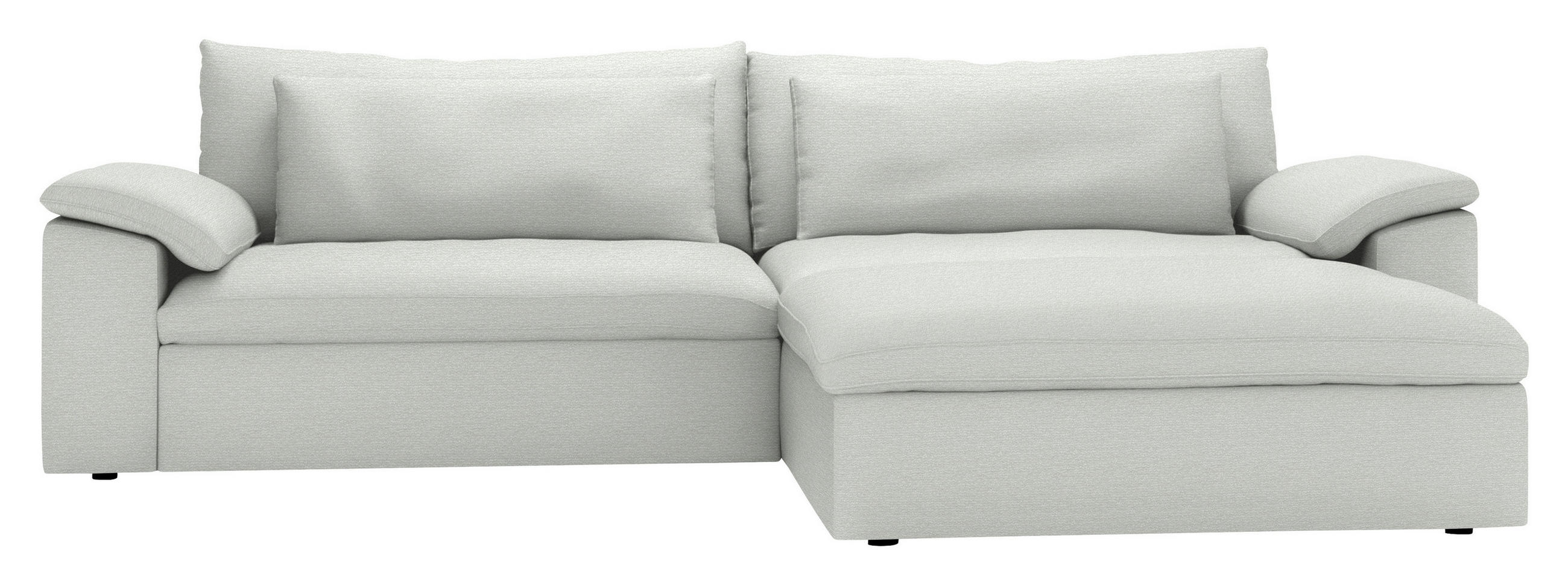 ECKSOFA 306/198 cm  in Chenille Silberfarben Rückenkissen, Nierenkissen, Armlehnenkissen, Rücken echt  306/198 cm  - Silberfarben/Schwarz, MODERN, Kunststoff/Textil (306/198cm) - Carryhome