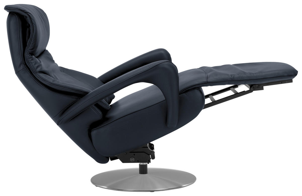 RELAXSESSEL in Leder Dunkelblau  - Edelstahlfarben/Dunkelblau, Design, Leder/Metall (75/117/88cm) - Dieter Knoll