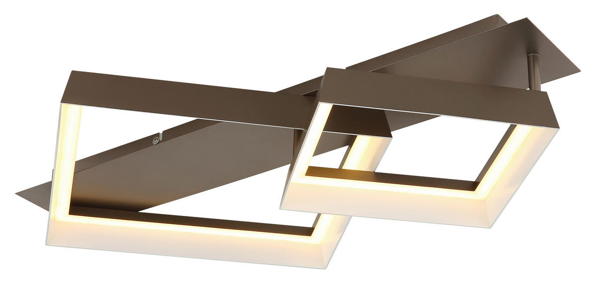 LED-DECKENLEUCHTE 68,5/49,5/12 cm   - Braun/Weiß, Design, Kunststoff/Metall (68,5/49,5/12cm) - Globo