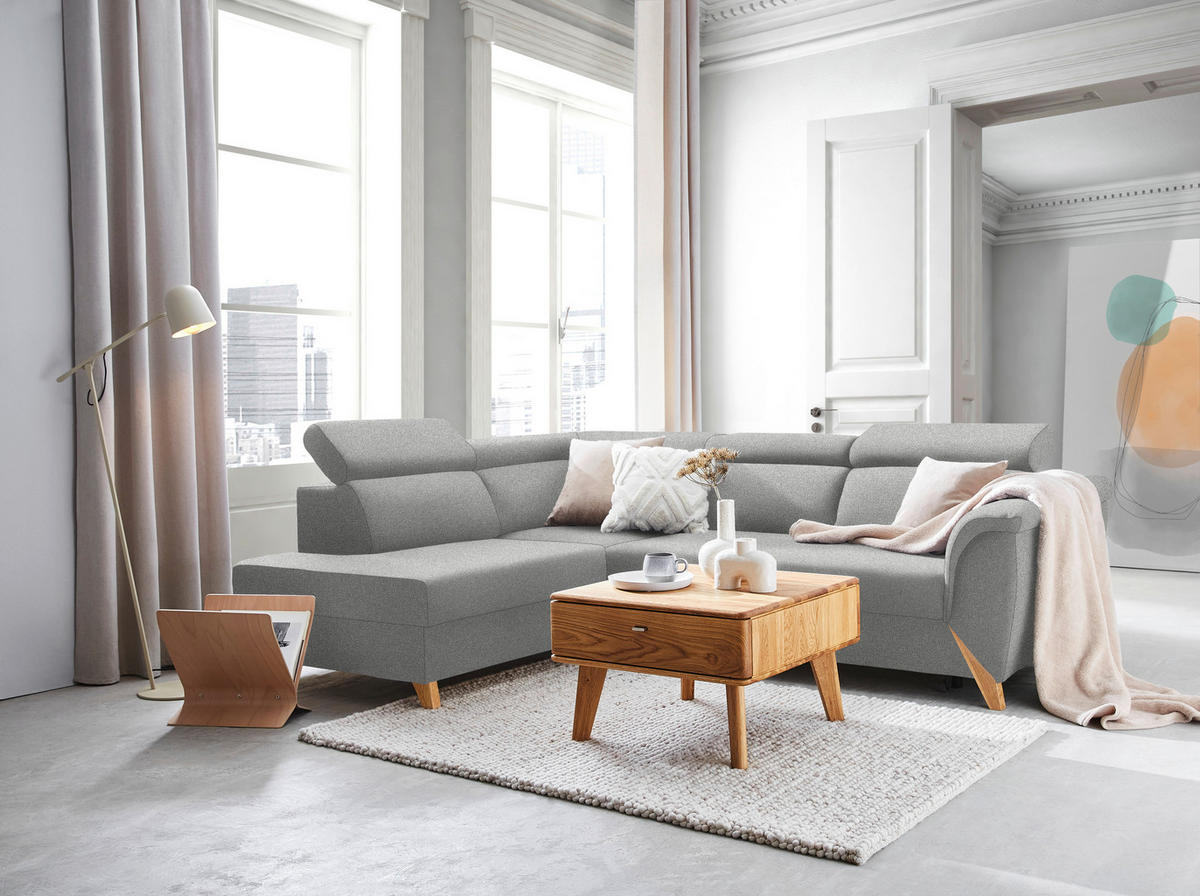 ECKSOFA  in Chenille Greige  200/265 cm  - Greige/Naturfarben, KONVENTIONELL, Holz/Textil (200/265cm) - Stylife