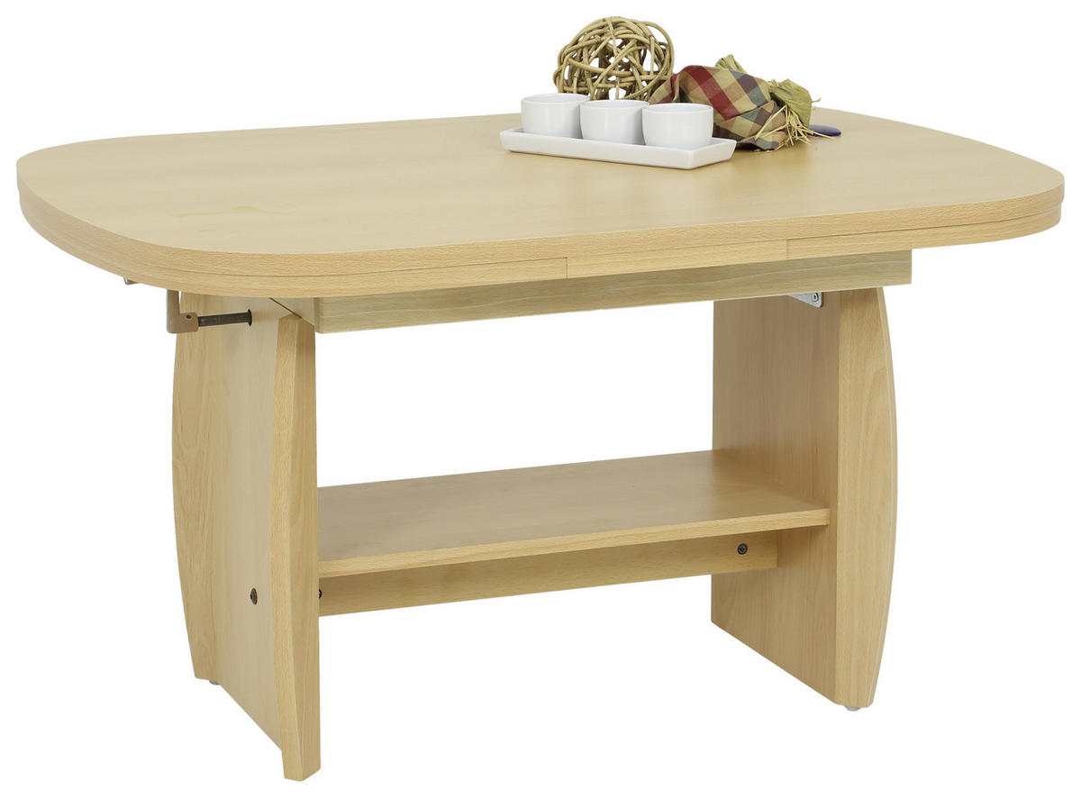 COUCHTISCH oval Buchefarben  - Buchefarben, Basics, Holzwerkstoff (90 - 142/52 - 62/68cm) - MID.YOU