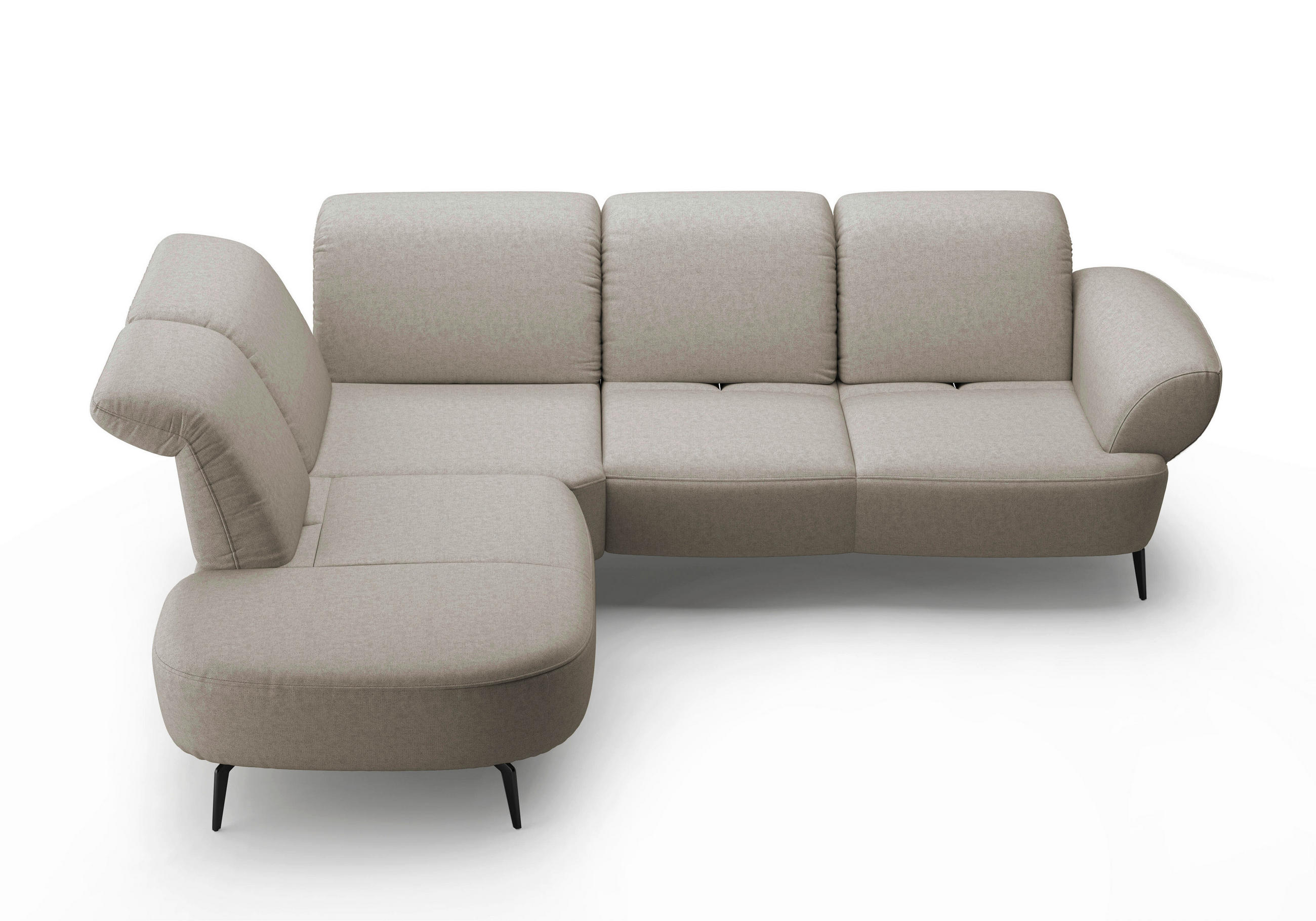 ECKSOFA in Flachgewebe Taupe - Taupe/Schwarz, Modern, Textil/Metall (270/302cm) - Sit & More