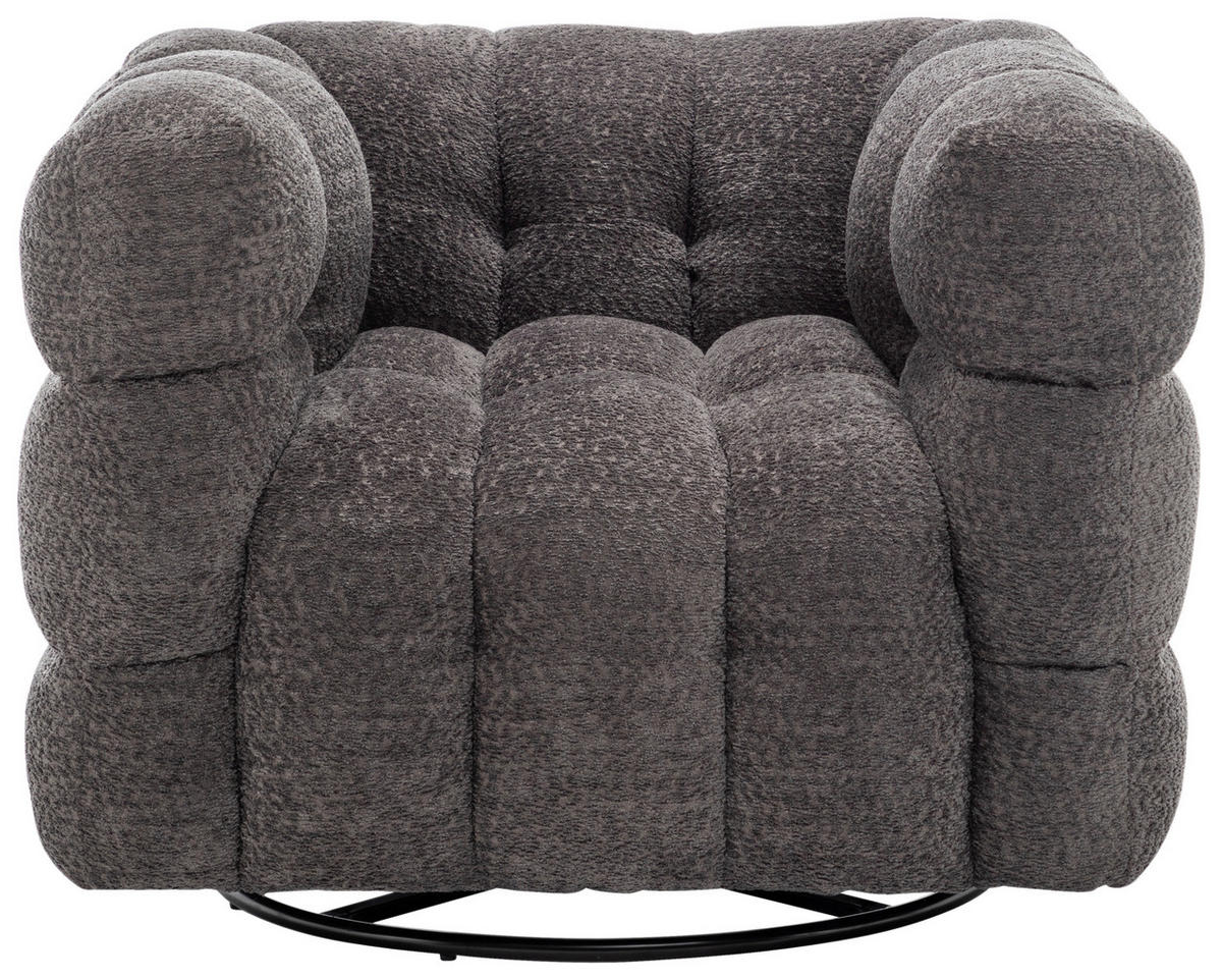 SESSEL in Bouclé Grau  - Schwarz/Grau, Design, Textil/Metall (94/83/71cm) - Livetastic