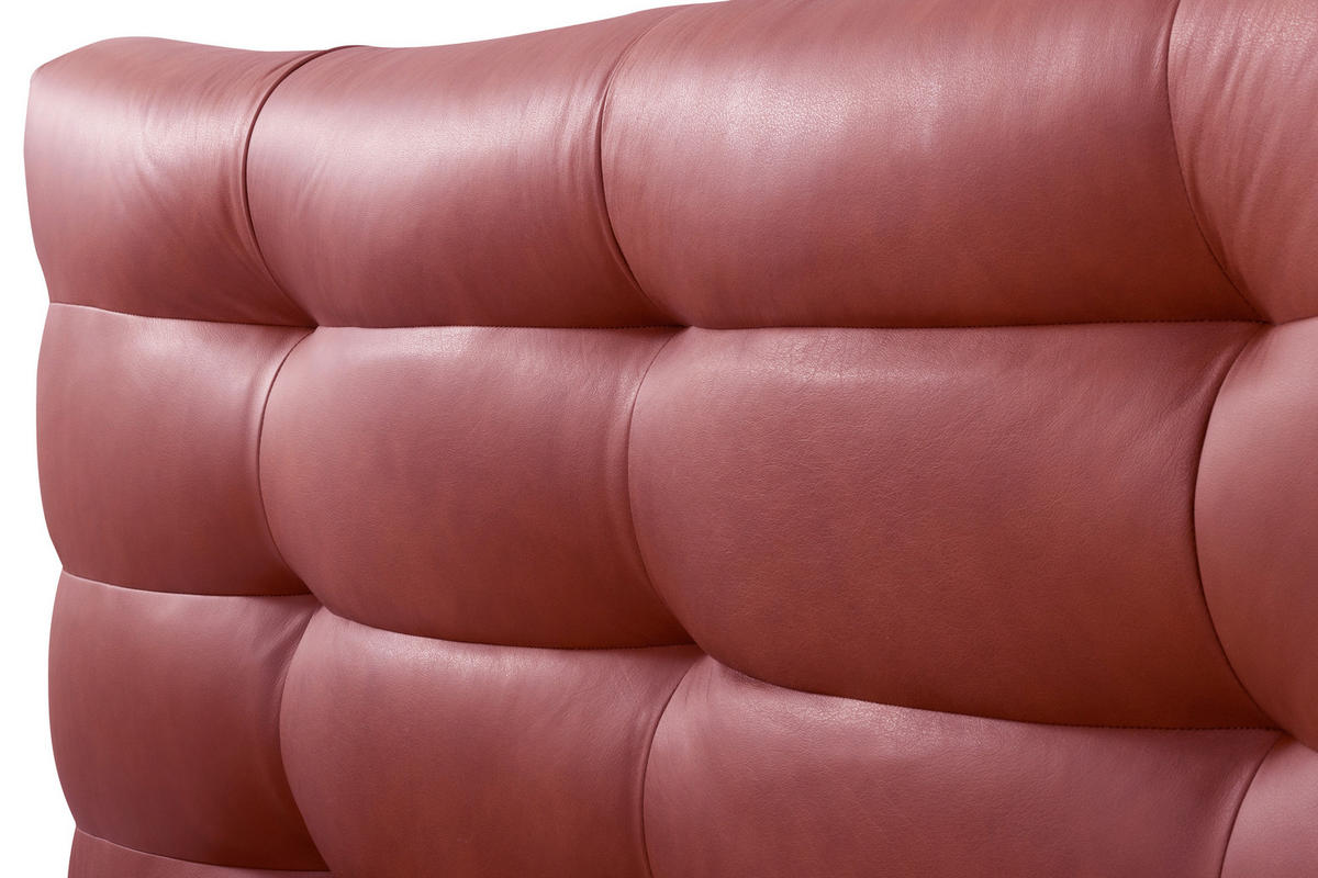 POLSTERBETT gepolstertes Kopfteil Kirschrot 180/200 cm  - Schwarz/Kirschrot, Design, Leder/Metall (180/200cm) - Esposa