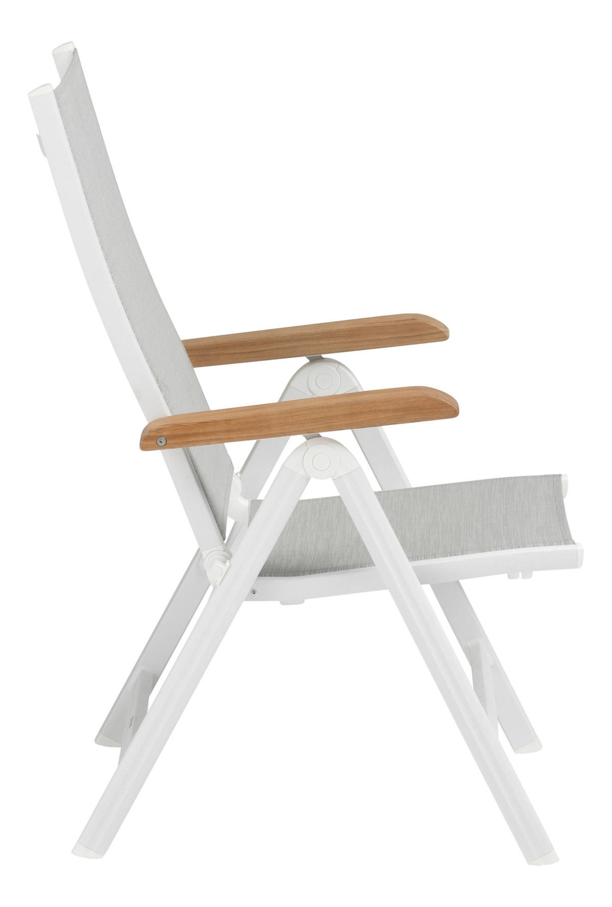 GARTENKLAPPSESSEL Teakholz Aluminium Naturfarben, Weiß, Hellgrau  - Hellgrau/Naturfarben, Basics, Holz/Textil (61/109/65cm) - Kettler